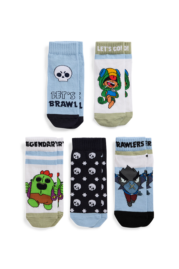 C&A Multipack 5er-Brawl Stars-Socken mit Motiv, Weiß, Größe: 40-42
