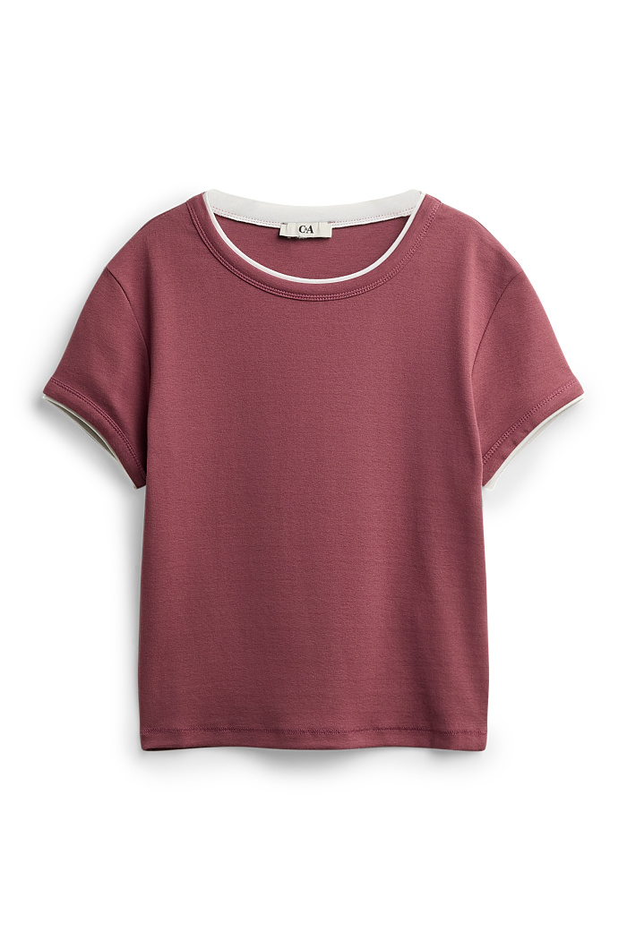 C&A T-Shirt-Slim Fit-2-in-1-Look, Rot, Größe: S