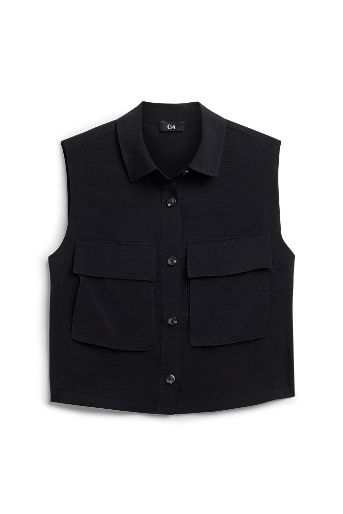 C&A Weste-strukturiert, Schwarz, Größe: L