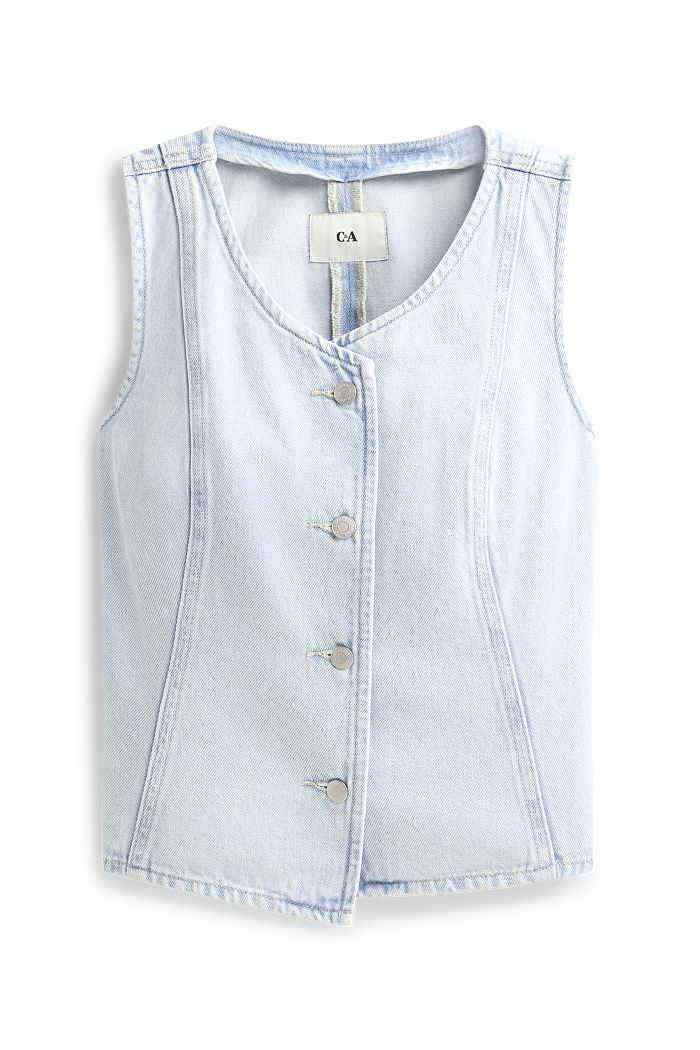 C&A Jeans-Weste-tailliert, Blau, Größe: XL
