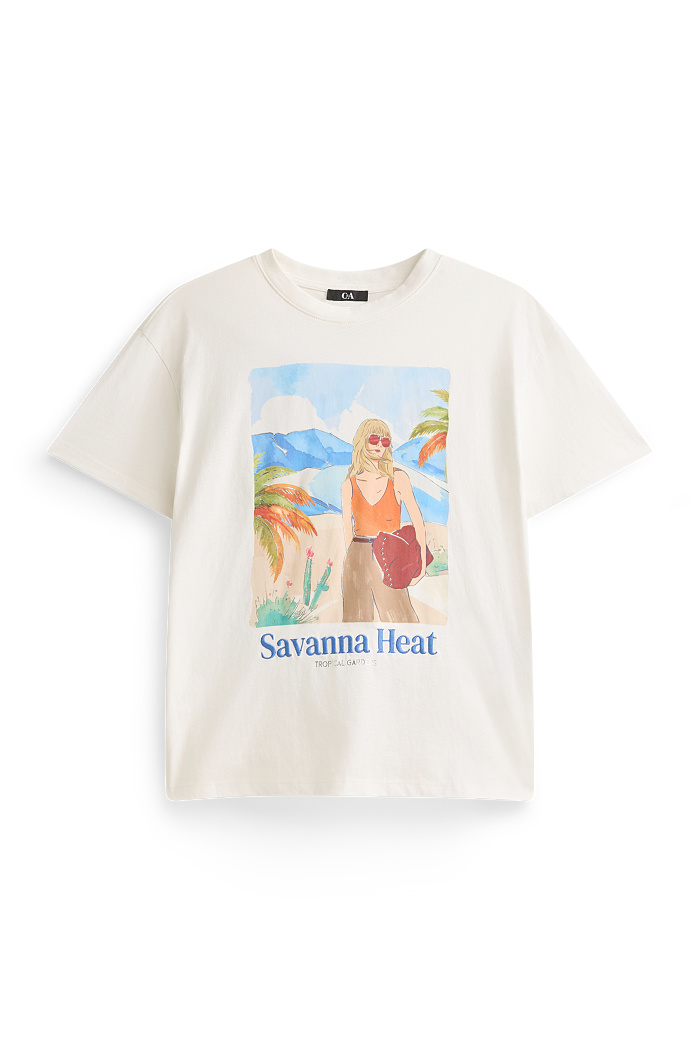 C&A T-Shirt-Relaxed Fit-Glanz-Effekt, Weiß, Größe: M