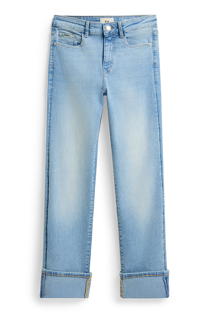 C&A Crop Straight Jeans-Mid Waist-LYCRA , Blau, Größe: 44