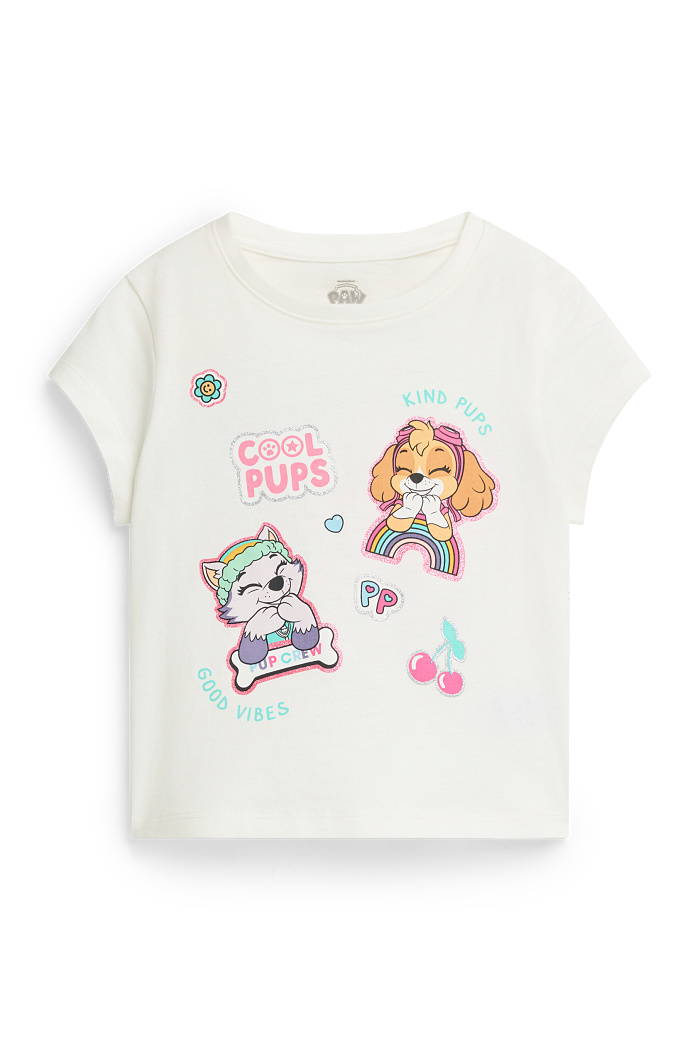 C&A PAW Patrol-Skye, Everest-Kurzarmshirt-Glanz-Effekt, Weiß, Größe: 134