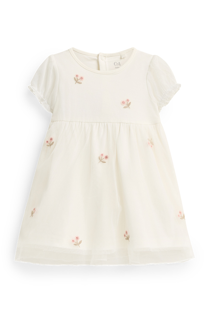 C&A Blümchen-Baby-Kleid-festlich, Weiß, Größe: 62