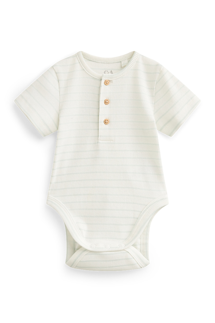 C&A Baby-Body-gerippt-gestreift, Weiß, Größe: 56