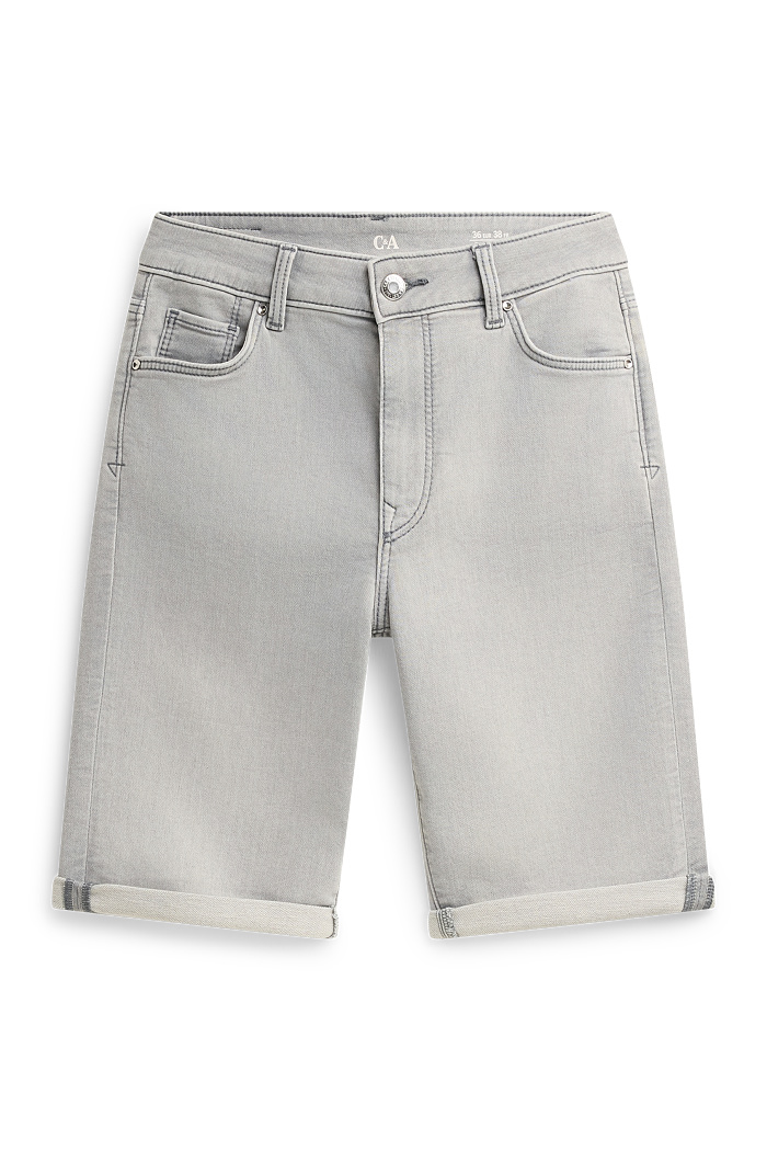 C&A Jeans-Bermudas-Mid Waist, Grau, Größe: 46