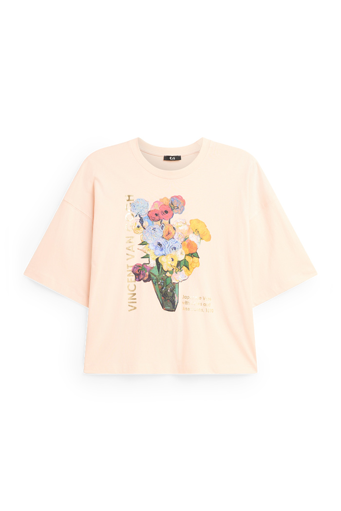 C&A T-Shirt-Oversized-Glanz-Effekt-Vincent van Gogh, Orange, Größe: L