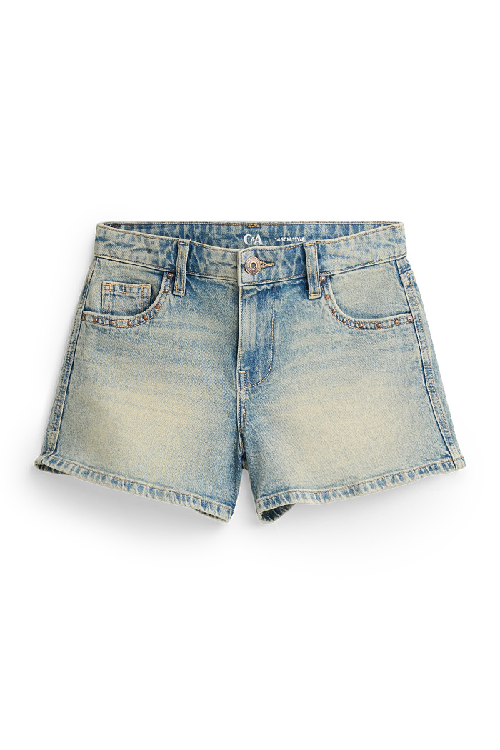 C&A Jeans-Shorts-Mid Waist, Blau, Größe: 140