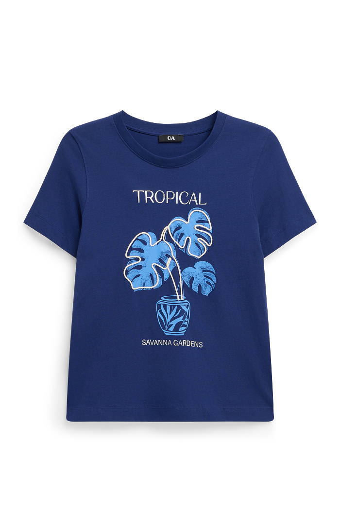 C&A T-Shirt-Regular Fit-Glanz Effekt, Blau, Größe: S