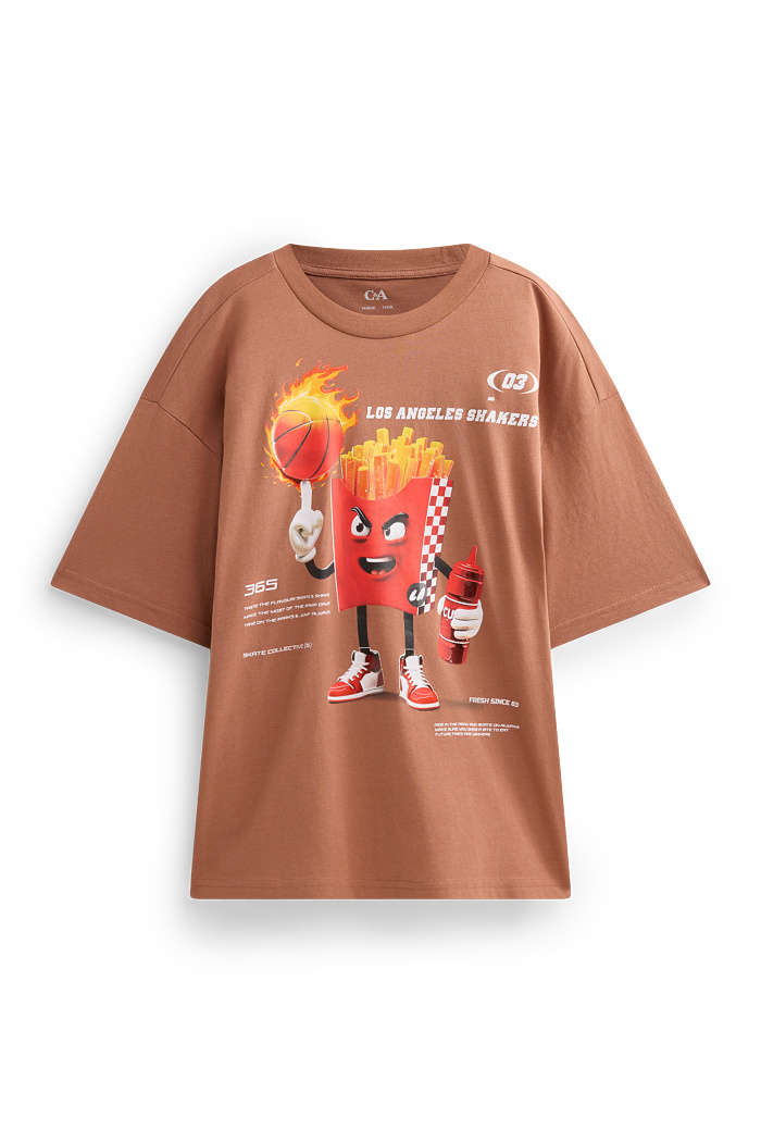 C&A Basketball-Kurzarmshirt, Braun, Größe: 140