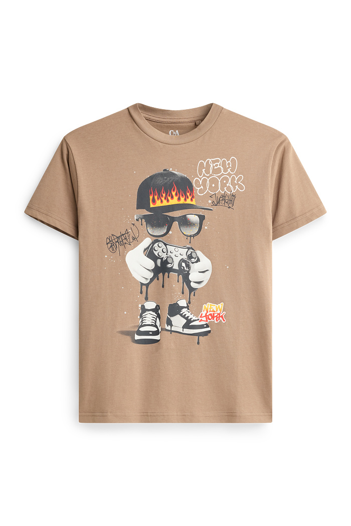 C&A Skater-Kurzarmshirt, Beige, Größe: 164