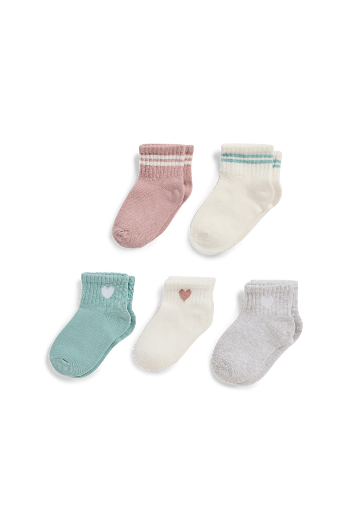 C&A Multipack 5er-Herz-Baby-Socken mit Motiv, Weiß, Größe: 21-23