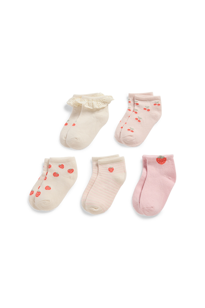 C&A Multipack 5er-Kirsche, Erdbeere-Baby-Socken mit Motiv, Weiß, Größe: 24-26