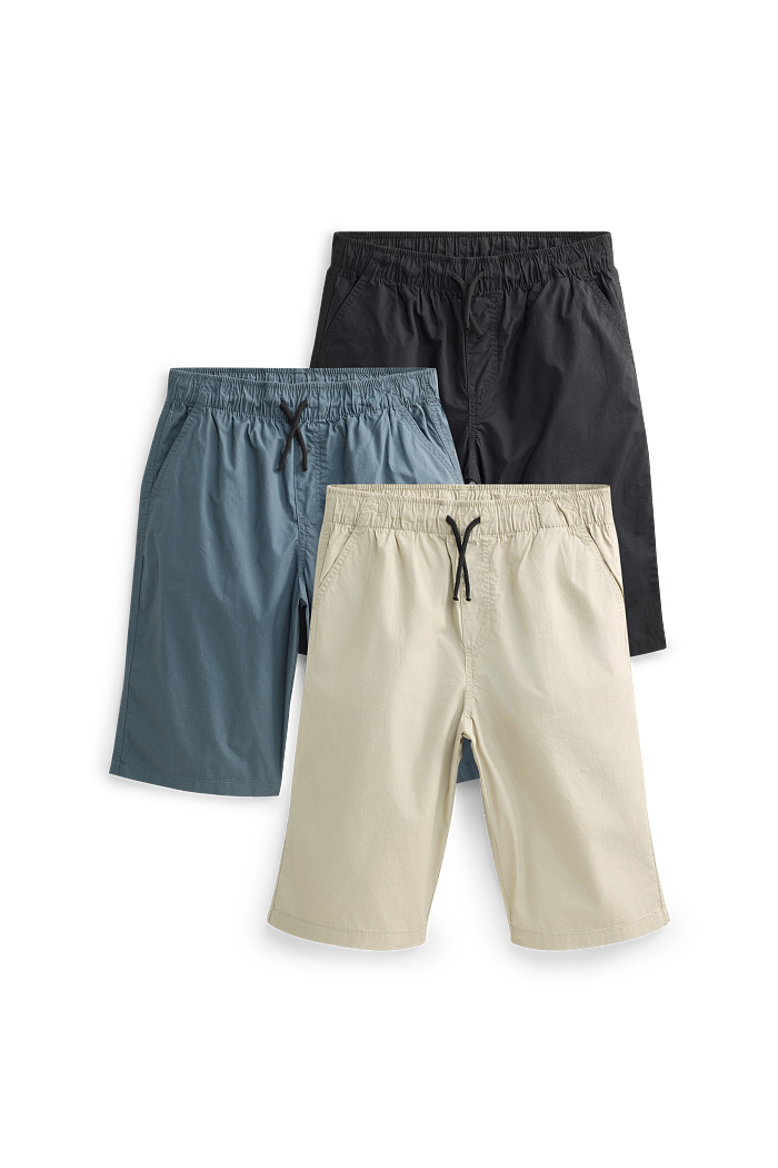 C&A Multipack 3er-Bermudas, Braun, Größe: 164