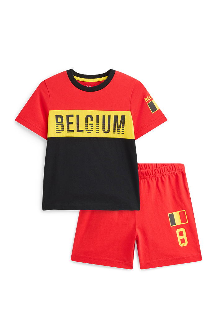 C&A Belgien-Shorty-Pyjama-2 teilig, Rot, Größe: 104