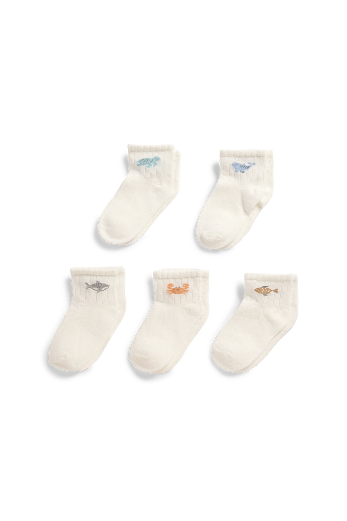 C&A Multipack 5er-Meerestiere-Baby-Socken mit Motiv, Weiß, Größe: 24-26