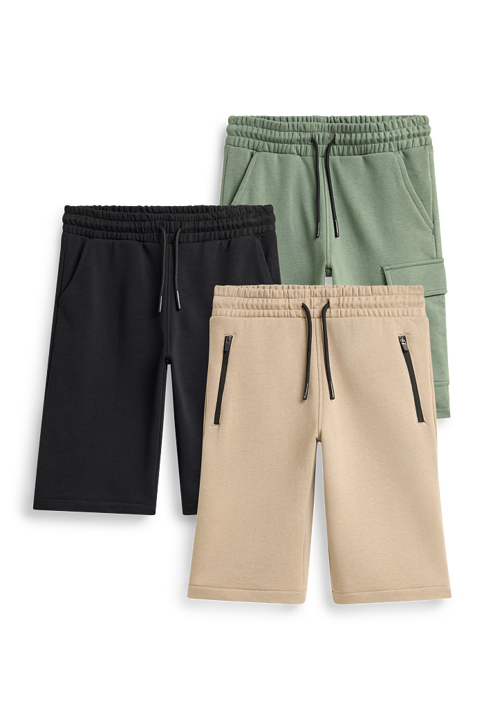 C&A Multipack 3er-Sweatshorts, Beige, Größe: 176