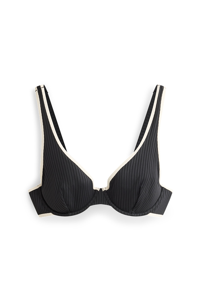C&A Bikini-Top mit Bügel-gerippt-LYCRA XTRA LIFE , Schwarz, Größe: 85 C