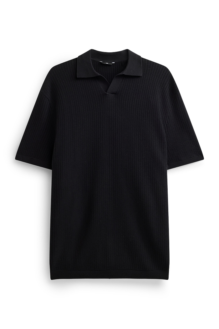 C&A Strick-Poloshirt-Relaxed Fit-strukturiert, Rot, Größe: XL