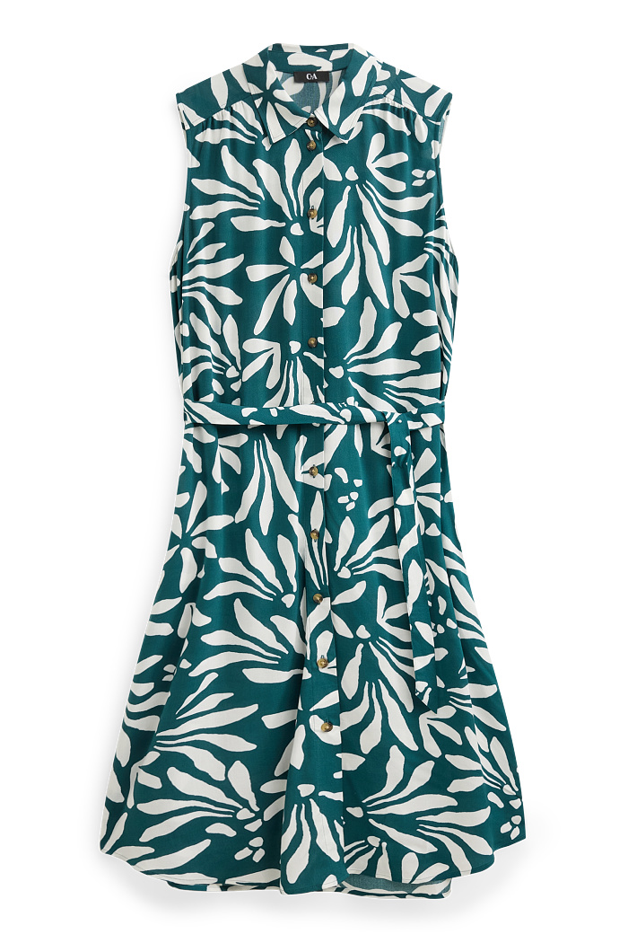 C&A Viskose-Kleid-geblümt, Weiß, Größe: XS