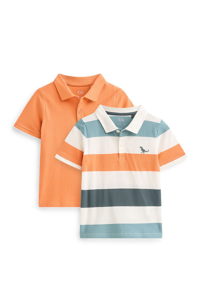 C&A Multipack 2er-Dinosaurier-Poloshirt, Orange, Größe: 104