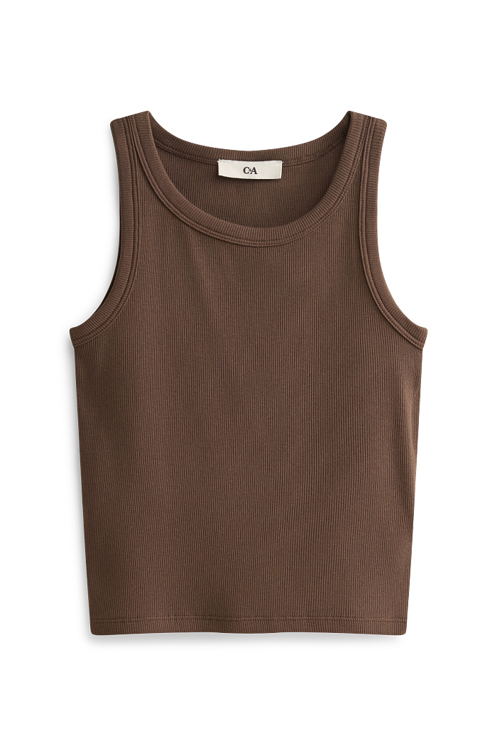 C&A Top-Feinripp, Braun, Größe: 140