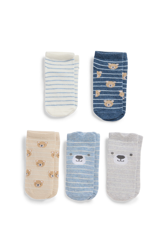 C&A Multipack 5er-Bärchen-Baby-Socken mit Motiv-gestreift, Weiß, Größe: 15-17