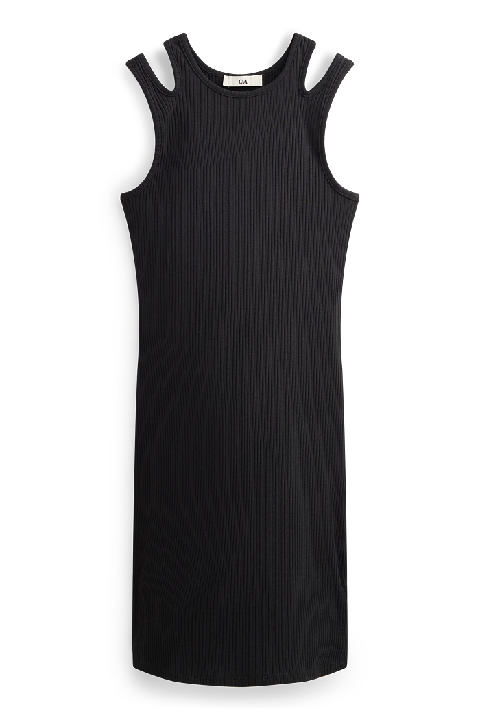 C&A Kleid-gerippt, Schwarz, Größe: 176