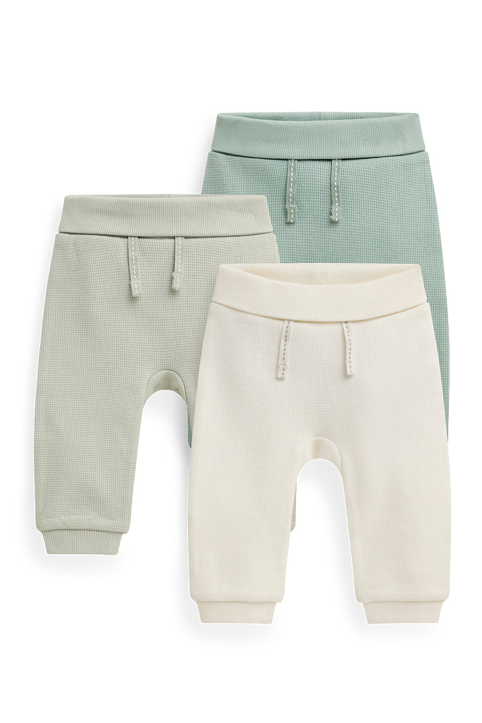 C&A Multipack 3er-Baby-Jogginghose-strukturiert, Weiß, Größe: 62