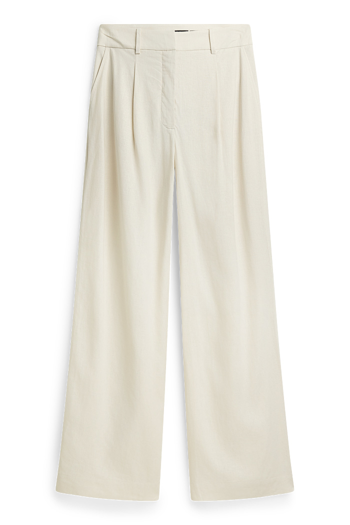C&A Business-Hose-High Waist-Wide Leg-Leinen-Mix, Weiß, Größe: 38