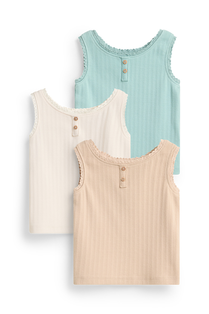 C&A Multipack 3er-Baby-Pointelle-Top, Blau, Größe: 68