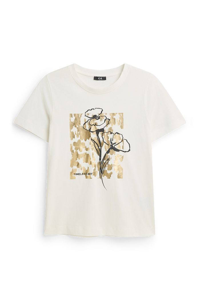 C&A T-Shirt-Regular Fit-Glanz-Effekt, Weiß, Größe: S