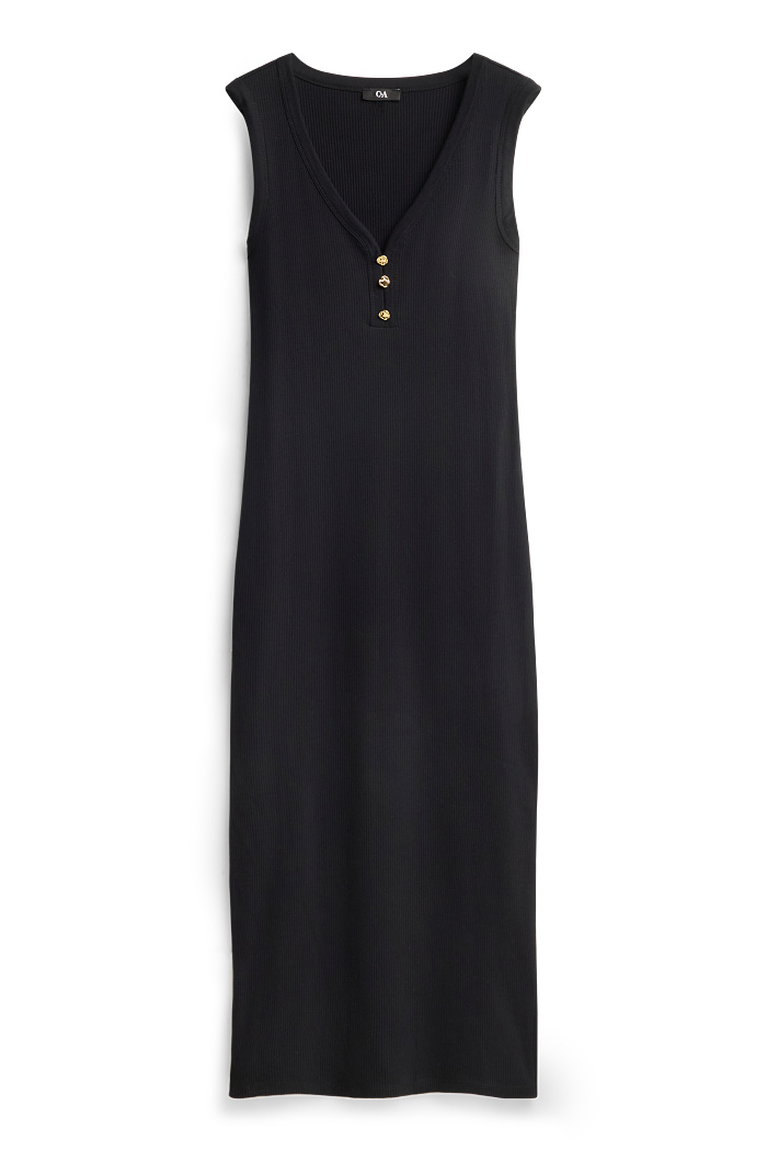 C&A Bodycon Kleid-gerippt, Schwarz, Größe: XS