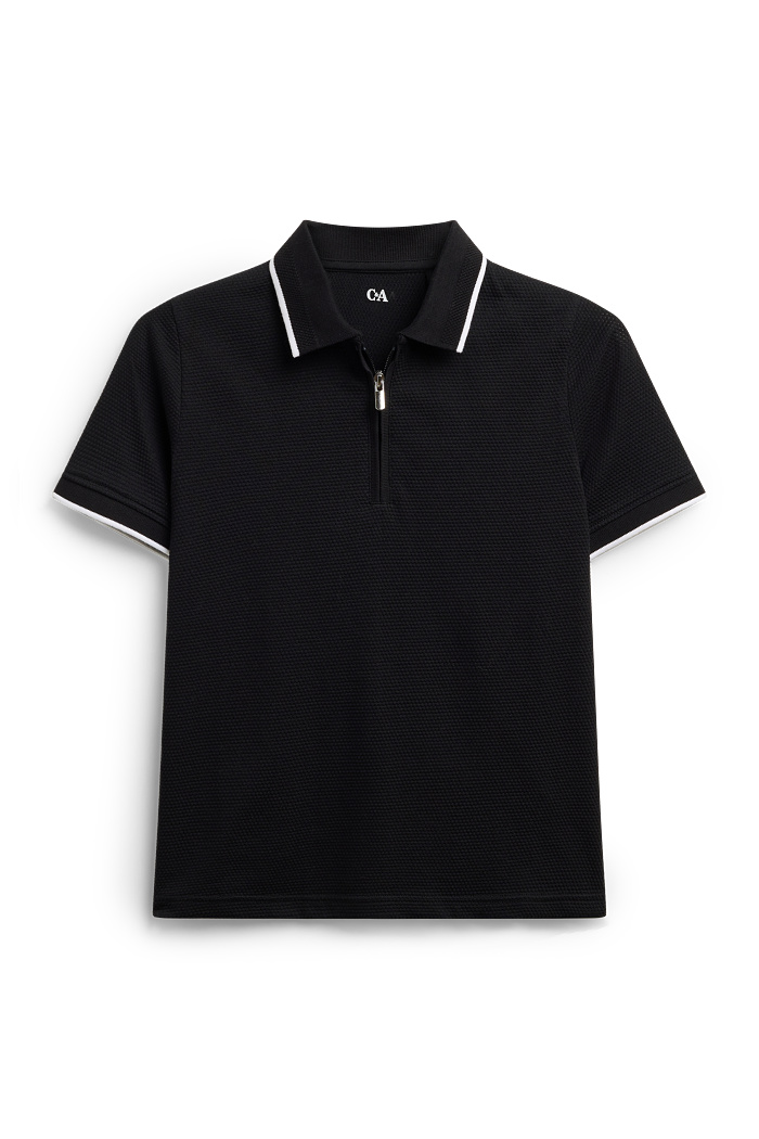 C&A Poloshirt-strukturiert, Schwarz, Größe: 134