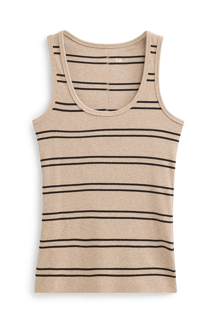 C&A Top-gerippt-gestreift, Weiß, Größe: XL