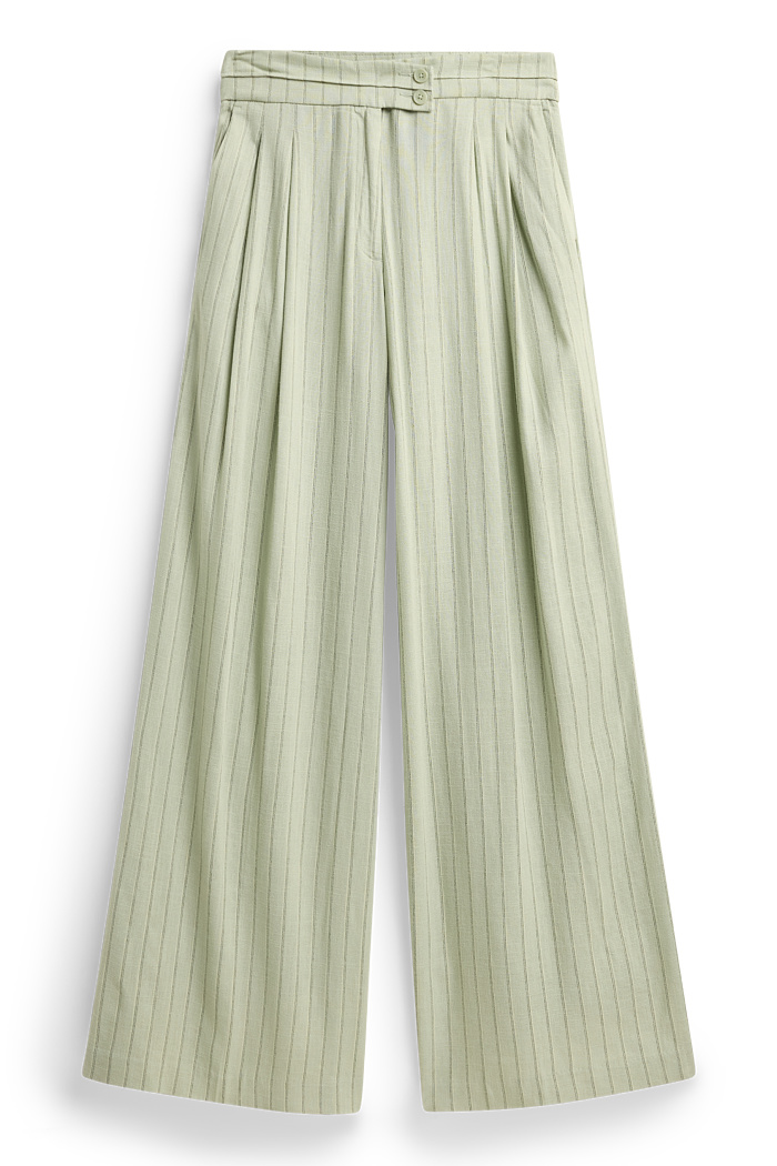 C&A Stoffhose-Mid Waist-Wide Leg-Nadelstreifen, Grün, Größe: 38