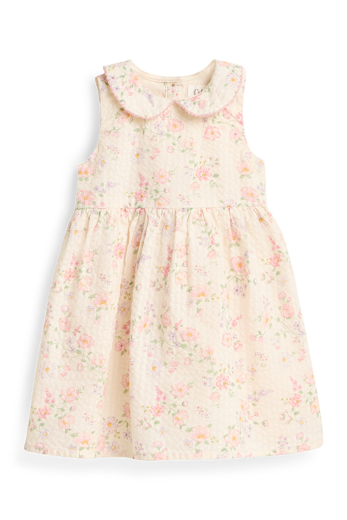 C&A Blümchen-Baby-Kleid-strukturiert, Weiß, Größe: 74
