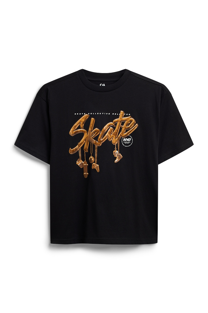 C&A Skate-Kurzarmshirt, Schwarz, Größe: 152
