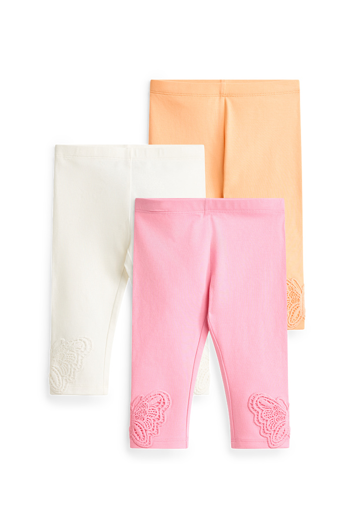 C&A Multipack 3er-Schmetterling-Leggings-gerippt, Weiß, Größe: 140