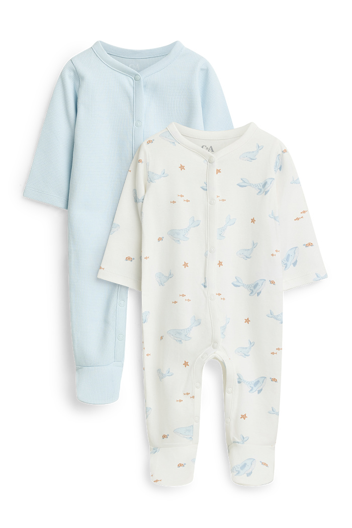 C&A Multipack 2er-Wal-Baby-Schlafanzug, Weiß, Größe: 68