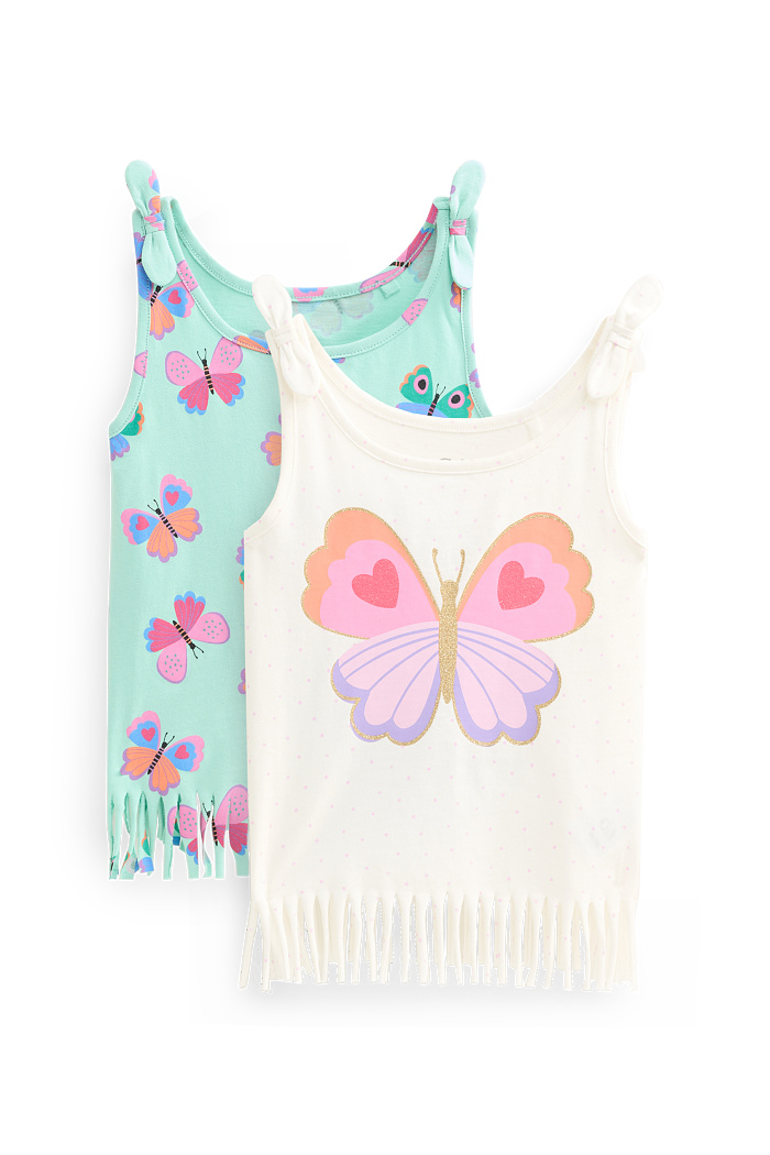 C&A Multipack 2er-Schmetterling-Top, Weiß, Größe: 122