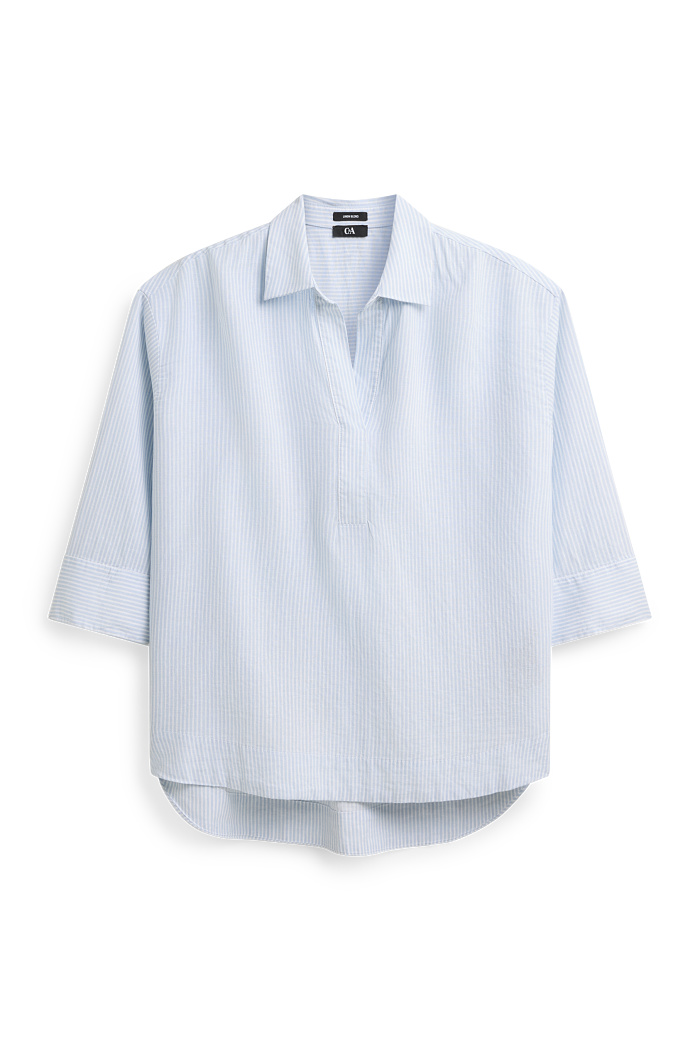 C&A Hemdbluse-gestreift, Blau, Größe: 38