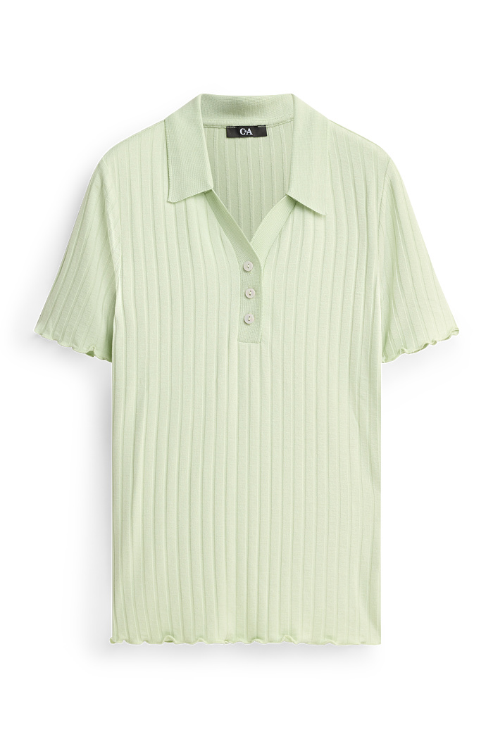 C&A Poloshirt-Slim Fit-gerippt, Grün, Größe: XL
