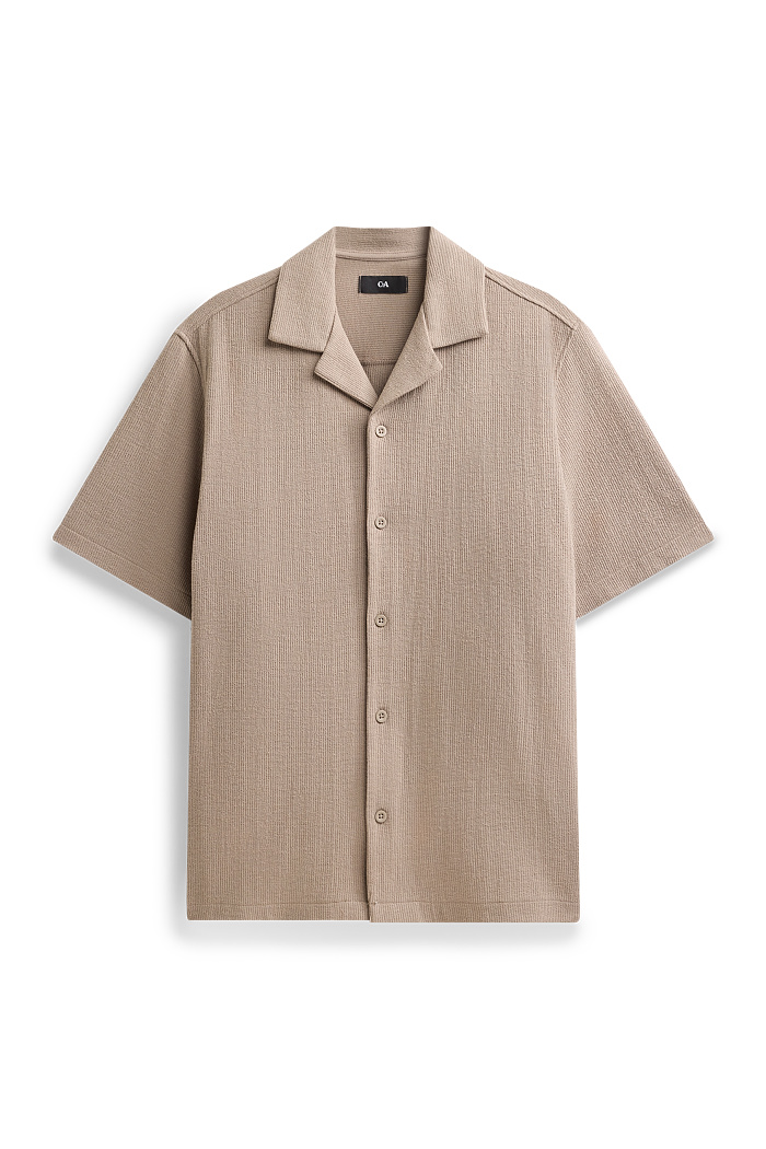 C&A Hemd-Regular Fit-Reverskragen-strukturiert, Grün, Größe: L