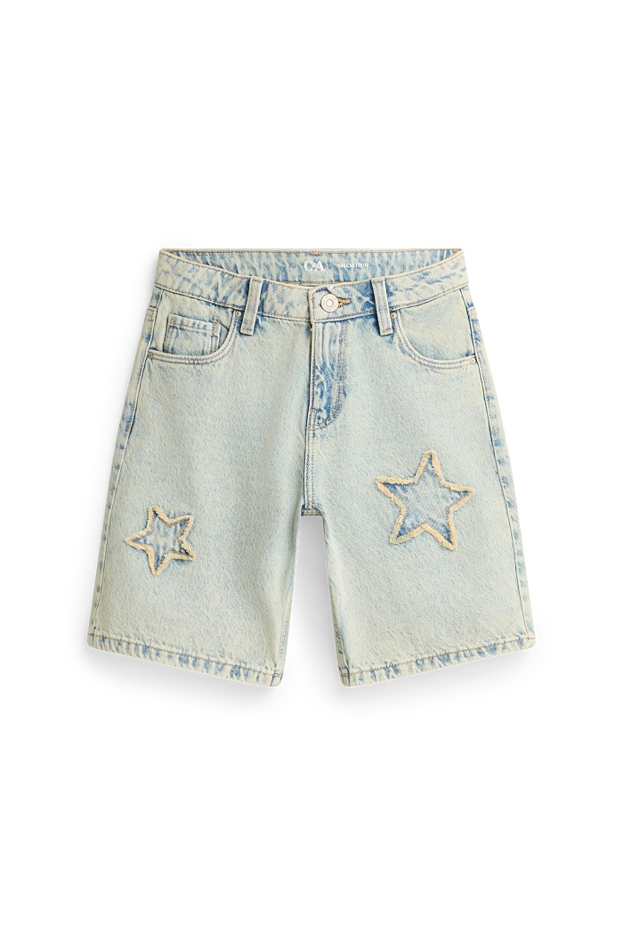 C&A Stern-Jeans-Shorts, Grau, Größe: 158