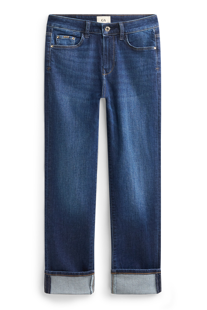 C&A Crop Straight Jeans-Mid Waist-LYCRA , Blau, Größe: 48
