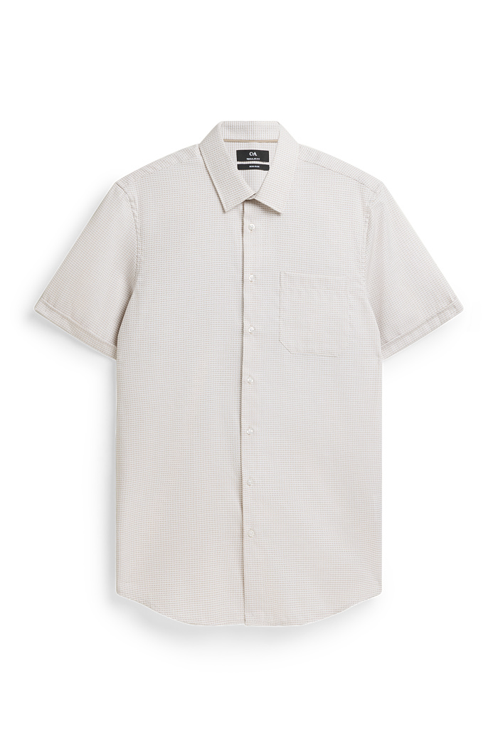 C&A Hemd-Regular Fit-Kent-bügelfrei-gemustert, Weiß, Größe: XL