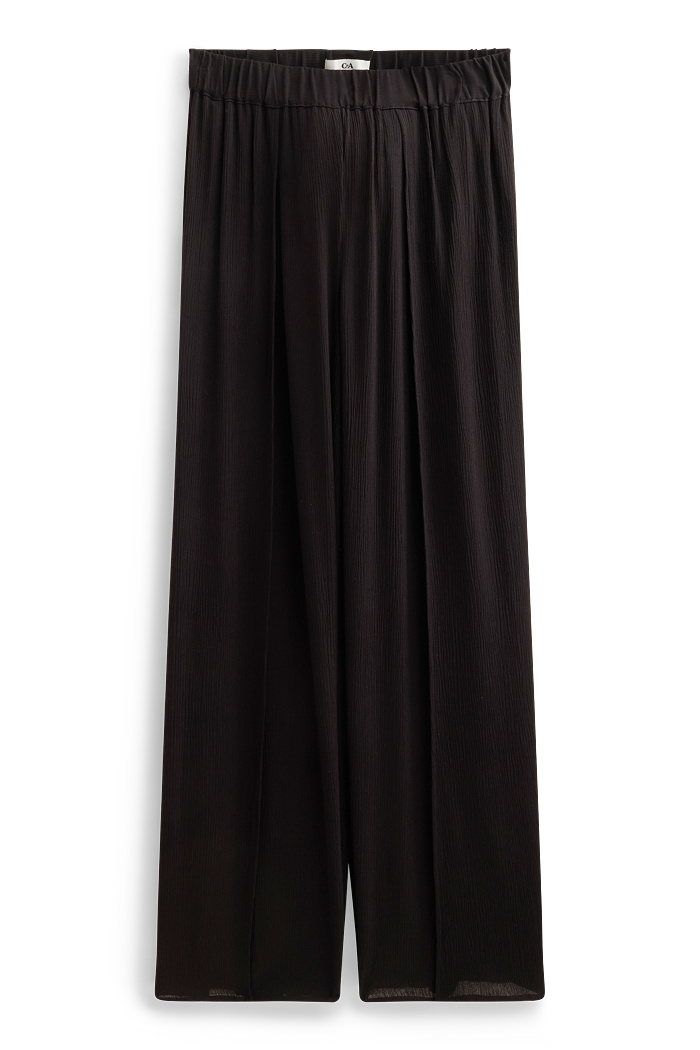 C&A Stoffhose-Mid Waist-Palazzo, Schwarz, Größe: L