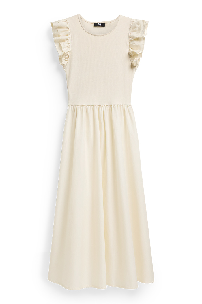 C&A Fit & Flare Kleid-gerippt, Weiß, Größe: L