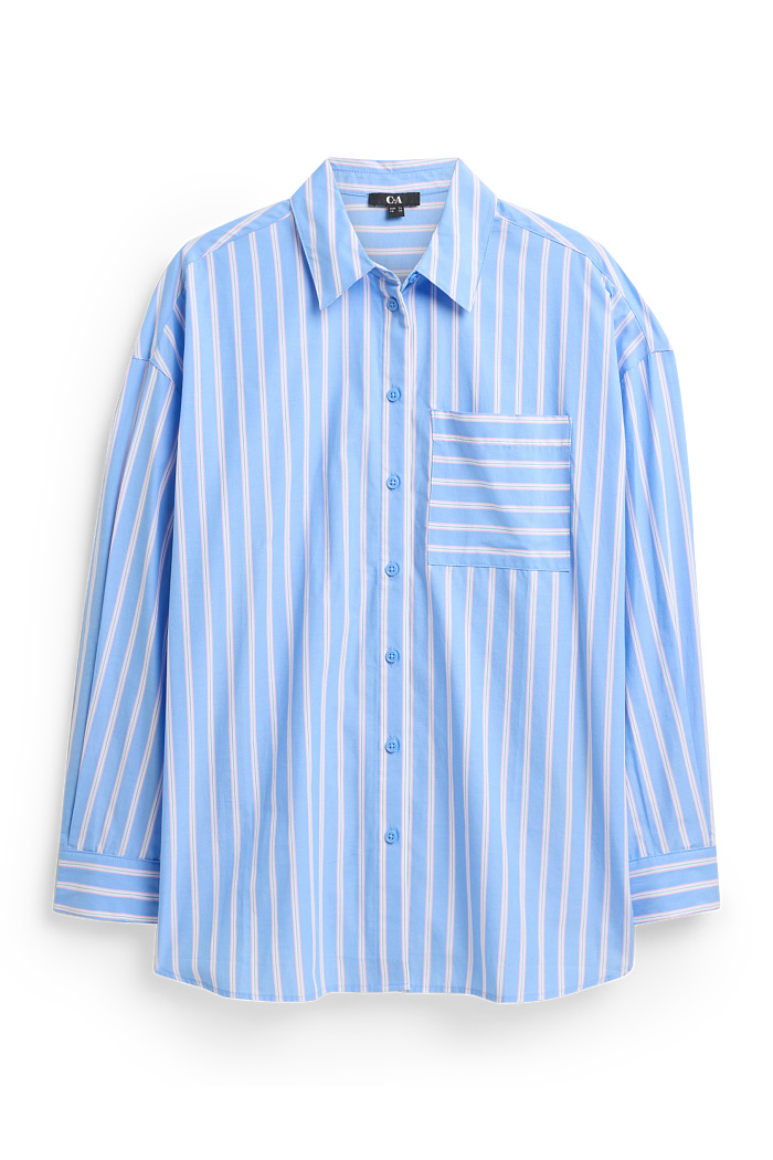 C&A Hemdbluse-gestreift, Blau, Größe: 46